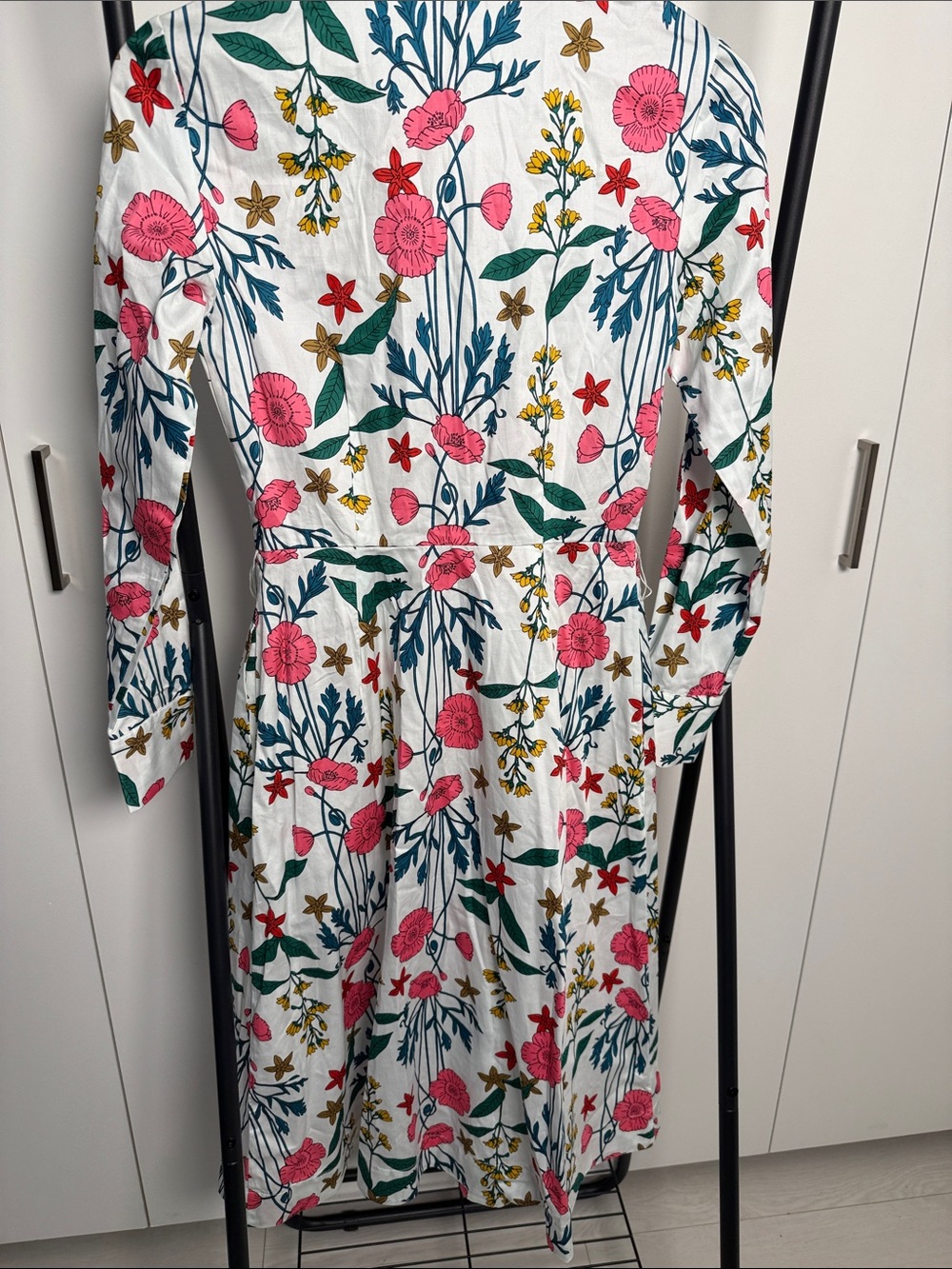 NWT - Boden Floral Button-Front Shirt Dress in White with Pink & Green Print - Picture 7 of 8